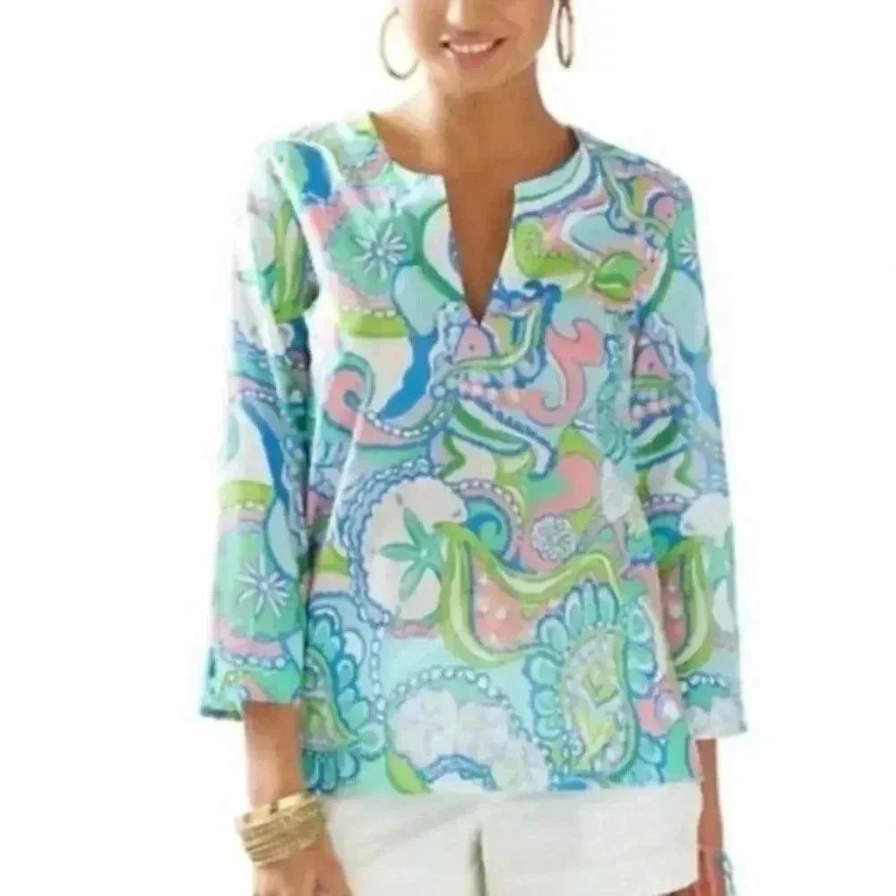 Lilly Pulitzer 100% Cotton Amelia Tunic Size Medium